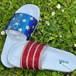 Double-Strap Slide Sandals, Women, 4th of July Shoes, Independence, Patriotic